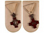 Řád srbského družstva Červeného kříže z roku 1876, punc Ag, původní etue