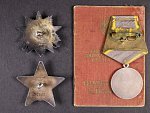 Řád vlastenecké války II. st., Řád rudé hvězdy a Medaile za bojové zásluhy + řádová knížka