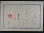 Dekret k Záslužnému odznaku ČS. obce dobrovolecké z roku 1945