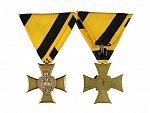 Vojenský služební kříž pro důstojníky III.tř. za 25 let služby, 3. vydání z let 1890 - 1918, pozlacený bronz, stříbro, původní stuha