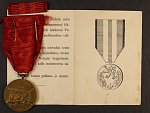 Medaile Za službu vlasti - ČSSR + udělovací průkaz
