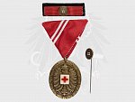 Bronzová záslužná medaile o Rakouský Červený kříž + miniatura, ministužka a originální etue