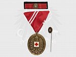 Bronzová záslužná medaile o Rakouský Červený kříž + miniatura, ministužka a originální etue