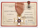 Řád Polonia Restituta 1944, 5. třída + etue + miniatura a udělovací průkaz