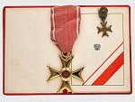 Řád Polonia Restituta 1944, 5. třída + etue + miniatura a udělovací průkaz