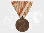 Bronzová medaile za statečnost, původní vojenská stuha, vydání 1914 - 1917