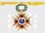 Řád Isabely Katolické, komandér, typ II. 1847-1868, zlato, smalty, punc Au, 31,59 g., původní nákrční stuha