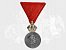 RAKOUSKO UHERSKO - Stříbrná vojenská záslužná medaile Signum Laudis F.J.I., náhradní kov, zinek, původní civilní stuha