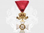 Řád svatého Alexandra, IV. stupeň, (důstojník) II. typ, pozlacený bronz, smalty, neznačen, původní stuha, původní etue, opravovaný smalt na spodním rameni kříže