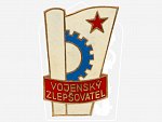 Odznak vojenský zlepšovatel, značka výrobce Zukov Praha, upínání na vodorovnou jehlu