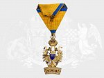 Řád železné koruny 3. třídy, pozlacený bronz, smalty, neznačeno, s malou dekorací 2. třídy na původní stuze