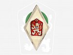 Odznak Vojenské akademie od r. 1960, na reversu značka výrobce MK (Mincovna Kremnica)