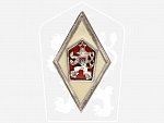 Odznak Vojenské akademie od r. 1960, výrobce Bižuterie Jablonec n. Nisou