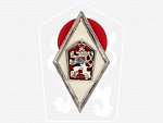 Odznak Vojenské akademie od r. 1960, výrobce Bižuterie Jablonec n. Nisou