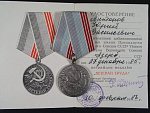 Medaile veterán práce + dekret