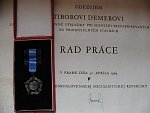 Řád práce II. vydání po roce 1960 ČSSR č.6412, etue, dekret