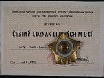 Čestny odznak Lidovych Milici + průkaz