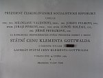 Stužka laureáta státní ceny Klementa Gottwalda č.1806 + dekret