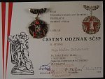 Čestný odznak SČSP + dekret