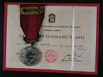 Medaile - Za zásluhy o obranu vlasti - ČSSR + etue a průkaz
