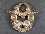 Odznak pro balonové pozorovatele 1931, větší typ, vzácnější varianta, dvě úchytky ulomeny, šrouby dodatečně přiletovány