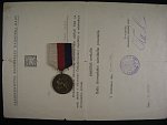 Řád Slovenského národního povstání pamětní medaile bez značky K + dekret