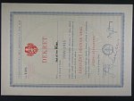 Dekret k Záslužnému odznaku ČS. obce dobrovolecké z roku 1945