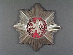 ČS. Řád Bílého Lva I.stupeň, řádový odznak s hvězdou, civilní skupina, značka výrobce KK