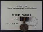 Čestný odznak Českého svazu protifašistických bojovníků + dekret