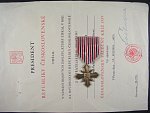 ČS válečný kříž 1939 + dekret