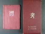 Vyznamenání - Za zásluhy o výstavbu I. vydání 1951-1960 ČSR č.0308, výroba Karnet Kyselý + udělovací průkaz a etue