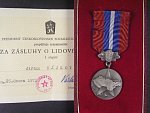 Vyznamenání - Za zásluhy o lidové milice - I. třída, etue, udělovací průkaz