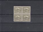 Známka č. 19 ve čtyřbloku s nepřepáškovým zoubkováním    11 1/2, katalog. cena 250 Kč