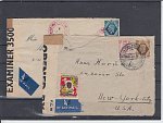 2ks leteckých dopisů vyfrankovaný anglickými známkami zaslaných do USA. z let 1942 a 1943.