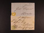 skl. tiskopis z r. 1865 do Německa frank. zn. Fe. č. 30, pod. raz. PESTH 2.9. a skl. dopis v místě frank. zn. Fe. č. 31 s oválným raz. WIEN 