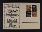 KL s přítiskem 25 JAHRE VEREIN LEIPZIGER BRIEFMARKENBÖRSE a 2x zn. Mi. č. 513 s rekl. přítisky na kupónech TAG DER BRIEFMARKE 10.1.1937