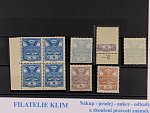 zn. č. 143 ve čtyřbloku, 143, 144 (2x), 145, 147, s výrazným kompl. či částečným stroj. obtiskem, kat. cena min. 1000 Kč