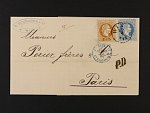 skl. firemní dopis do Paříže z r. 1871 frank. zn. Fe. č. 38 I, 39 I, pod. raz. WIEN 28.9.71