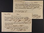 Podací a zpáteční recepis (par) z r. 1827 pod. č. 232 z Hranic do Olomouce, velmi zajímavé