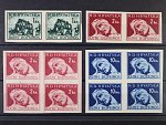Příplatkové zn. 1944 Mi. č. 3 U ve dvoupásce, 4 U ve dvoupásce a čtyřbloku, 6 U ve čtyřbloku