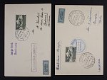celistvost přepr. 1. letem Bratislava - Venezia, pod. modré raz. BRATISLAVA LETECKÁ POŠTA 1. LET PRAHA - BRATISLAVA - KLAGENFURT - VENEZIA 15.5.37 a celistvost přepr. let. poštou do Bukurešti, pod. ra