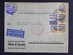 letecký dopis do Paraguae vyfrankovaný zn. Mi. č. 495, 522 a 606, podací razítko Gros Steinheim 26.5.36