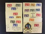 sestava 8 ks prevazne R-dopisu frank. zn. ke korunovaci 1937 - Barbados, Fiji, Gilbert & Ellice, Jamaica, Kenya ..., Leeward, Novy Zeland, Somailand Protectorate