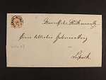 skl. dopis z r. 1853 frank. zn. Fe. č. 3,  typ III s nádražním jednokruh. raz. EISENB: OLLMÜTZ 26.7., průch. a přích. raz., zajímavé