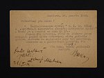 Spisovatelé - Mahen Jiří, vl. jm. Antonín Vančura 1882 - 1939, významný český básník, novinář a dramaturg - objednací lístek s vlastnoruční poznámkou, podpisem a datací 28.1.29