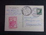 SUDETY, Eger (Cheb), fotopohlednice přepravená vzducholdí 1.Zeppelinlandung im Sudetenland 13.8.39,frankováno let. zn. 50 pf., podací raz. Frankfurt + červený a černý let. kašet