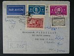 Afghanistan - let. R-dopis do USA se zajímavou frankaturou, pod. raz. KABOUL 6.2.48, průch. a přích. raz.