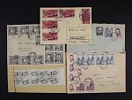 Měnová reforma - sestava 5 ks dopisů s daty 1. 2. 3. 12. a 15.6.53, násobné, pestré, zajímavé frankatury
