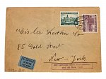let. dopis do New Yorku frank. zn. č. 36, 38, pod. raz. BRNO 2 31.7.40 + přídavné rámeč. raz. Mit Luftpost nach Nordamerika und ab New York, na zadní str. cenzurní páska a raz., dopis uprostřed svisle