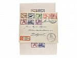 Bl. Mi. 5 + Bl. 6 s pam. olympyjským raz. a R-dopis do Stuttgartu frank zn. Mi. č. 609 - 616 s pod. raz. BERLIN FAHRBARES POSTAMT 15.8.36 + přích. raz.